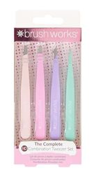 Brushworks HD 4 Piece Combination Tweezer Set - Pastels