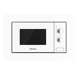 Taurus MO20WHM - Microonde da incasso, capacità 20L, 800W, grill 1000W, 5 livelli di potenza, 3 combinazioni grill + cottura, funzione scongelamento, timer fino a 35 min, installazione semplice