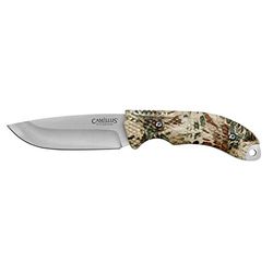 Camillus Coltello MASK, con fodero balistico in nylon, lama in acciaio 420 con rivestimento in titanio, da 10,2 cm, impugnatura PRYM1, argento/MIMETICO, 22,9 cm