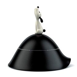 Alessi Ammi19 B Lulà Gamelle Pour Chien avec Couvercle en Résine Thermoplastique, Noir, Bol en Acier Inoxydable 18/10 Brillant