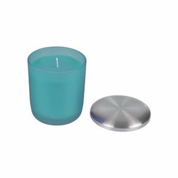 Homéa, Bougie Verrine + Couvercle Ø8 x H9,5 cm Tropical Parfum Pluie d'Ete