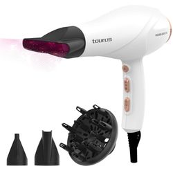 Taurus - Secador Fashion Ionic | 2600W | Motor AC Profesional | Tecnología Iónica Anti Encrespamiento | Potencia Adjustable | 3 Niveles de Temperatura y 2 Velocidades | Concentrador y 2 Difusores
