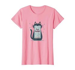 Asistente de ronroneo: Lindo diseño de teléfono Inteligente de Gato para Amantes de Las Camiseta, Mujer, Rosado, XL