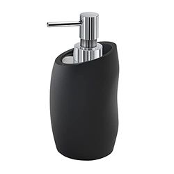 GEDY G-Iside - Dispensador de jabón para baño de Color Negro, Medidas y Peso: 16,3 x 9,1 x 8,5 cm y 0,34 kg, Fabricado en Resina y Arena, dispensador de diseño R&S Gedy, 2 años de garantía