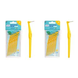 TePe Brossettes interdentaires Angle - Idéal pour le nettoyage des espaces interdentaires des molaires - 1 x 6 brossettes - Taille 4 - Jaune (Lot de 2)