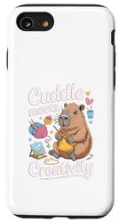 Capybara "Cuddle Meets Creativity" Knitting Painting Case for iPhone SE (2020) / 7 / 8
