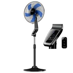 Taurus Boreal 16CR Digital - Ventilateur sur pied 50W, numérique, hauteur jusqu'à 130cm, 5 lames, Dimètre 40cm, 3 vitesses, minuterie de 7,5 heures, oscillant et inclinable, silencieux 60 dBA