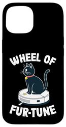 Wheel Of Fur-Tune Cat On Robot Vacuum Cleaner Cat Case for iPhone 15