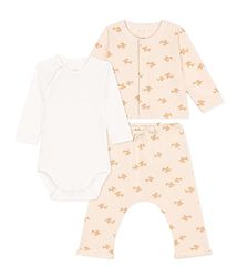 Petit Bateau Baby 3-delat set (paket med 3), Vit Avalanche/Beige Tourone, 0-3 Månader