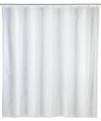 WENKO Rideau de douche blanc - Imperméable à l'eau, entretien facile, avec 16 anneaux pour rideau de douche, Polyéthylène, 240 x 180 cm, Blanc