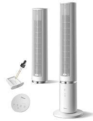 Midea MTF25FRG 40 inch stille torenventilator voor huis en slaapkamer, krachtige koeling 9 m/s, afstandsbediening Omni, 90 ° oscillatie, afneembaar en wasbaar ontwerp, 4 snelheden, wit