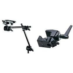 Manfrotto 196b-2 braccio snodabile a 2 sezioni in alluminio, con staffa, nero & 035ftc morsetto, senza blister, nero