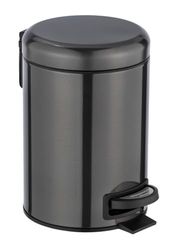 WENKO Cubo de pedal de acero inoxidable Leman metálico negro 3 l - Cubo de cosmética, cubo de basura con recubrimiento anti-huellas dactilares Capacidad: 3 l, Acero inoxidable, 17 x 25 x 22.5 cm, Negro
