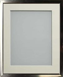 Frame Company Drayton Range Chrome Effect Photo Frame with Ivory Mount, 10x8 for image size 7x5 inch