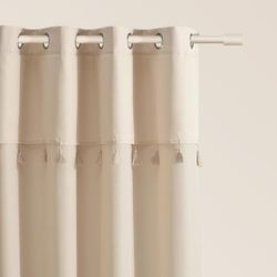 ROOM99 Astoria Curtain with Ruffle Tape, 140 x 260 cm, Width x Height Sliding Curtains, Modern Curtain, Living Room, Bedroom, Light Cream, 1 Piece