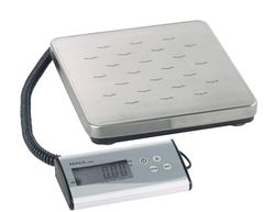 MAUL balance pour colis MAULcargo | Balance de precision stable jusqu'à 120 kg | Grande surface de pesage 27 x 27 cm | Fonctionnement sur secteur ou sur piles possible | Acier inoxydable