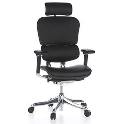 hjh OFFICE 652205 Fauteuil de Direction ERGOHUMN Plus Cuir, Chaise de Bureau, avec Soutien Lombaire, Ergonomique, Noir