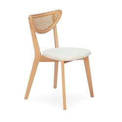 SILLA 46X54X80 MADERA NATURAL/RATAN NATURAL/TELA BLANCO YB331-1