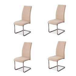 Somnia Rescanso - Pakiet 4 Krzesła Tapicerowane do Salonu, Jadalni, Wykończone Beżowe, Chromowane Nogi, Model Vera, Wymiary: 42,5 cm (Głębokość) x 52 cm (Tół) x 99 cm (wysoki)