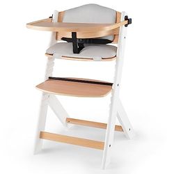 Kinderkraft Chaise Haute Bébé ENOCK, 3 en 1, avec Coussin en Bois Naturel, Évolutive, Réglage, Blanc