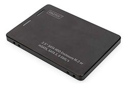 DIGITUS Adaptador de Disco Duro SATA de 2,5" para SSD M.2 o mSATA - Módulo M.2 Tipo 2280, 2260, 2242, 2230 - mSATA Fullsize - SATA III - 6 Gbit/s - 520 MB/s de Velocidad de Lectura - Negro