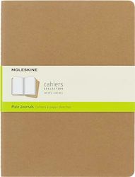 Moleskine Cahier Journal, Set 3 Quaderni con Pagina Bianca per Appunti, Copertina a Tinta Unita in Cartoncino e Cucitura a Vista, Colore Marrone Avana, Dimensione Extra Large 19 x 25 cm, 120 Pagine