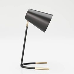 PLAYBOY Bordslampa, skrivbordslampa med svart metallram och lampskärm, retrodesign, gyllene accenter, även lämplig som sänglampa eller dekorativ lampa, svart, guld