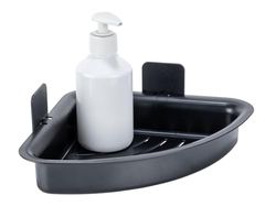 Allstar Estante esquinero Mod, Parma para baño sin Taladro Negro con Almohadilla Adhesiva plástico Multiuso Ducha Esquina 23.3 x 11.5 x 13.8 cm