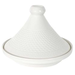HOME DECO FACTORY, KA0280 - Tajín de presentación de cerámica de 25,5 cm, Elegante utensilio de Cocina y Accesorio de Servicio, Ideal para Carnes y Verduras, Color Blanco