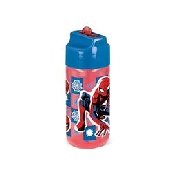 p:os 35682 - Spiderman drinkfles voor kinderen met geïntegreerd rietje, drinkbus met een inhoud van ca. 430 ml, ideaal voor koude dranken