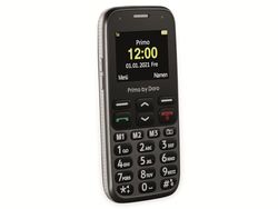 Doro Primo 218 by gsm 360034 - Teléfono móvil con Pantalla Grande, botón de Llamada de Emergencia, Linterna, localización, Incluye estación de Carga de Mesa, Grafito