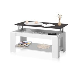 duehome Salontafel, in hoogte verstelbaar, model Lya, afwerking in wit en oxide, afmetingen: 102 cm (L) x 50 cm (B) x 43-54 cm (H)