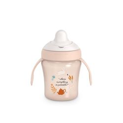 Suavinex, Leren mok met harde uitloop. Lekvrije babybeker met klapdeksel en handgrepen. Vaatwasmachinebestendig. Trainer Cup 200 ml. Babyglas en Kinderen +6 Maanden. Wonderland Roze