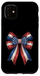 Bandiera americana USA Patriotic Stripes Ribbon Stars Coquette Custodia per iPhone 11