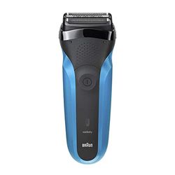 Braun Series 3 310 Rasoio Elettrico Per Barba, Wet&Dry Con 3 Lame Flessibili, Ricaricabile E Senza Fili, Rasoio Elettrico Braun A Lamina Lavabile, Nero/Blu