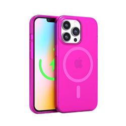 FELONY CASE - Stijlvolle Neon Roze Kristalheldere Telefoon Cover voor iPhone 12 Pro Max, Compatibel met MagSafe - 360° Schokbestendige Beschermende Gevallen