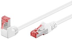 Goobay 51548 Cat 6 Câble Patch Haut débit mâle 90 degrés câble réseau, Ethernet, Playstation, Xbox, DSL, PimF, Prise RJ45 Blanc 0,25 m