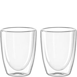 LEONARDO HOME Duo 053060-Set di 2 Bicchieri a Doppia Parete, 300 ml, Vetro, 100%