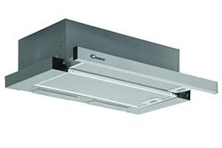Candy CBT625_2X Campana telescópica, ancho 60 cm, 2 niveles de potencia, capacidad extracción 332.1 m3/h, iluminación LED, 67.5 W, 56 decibels, inox