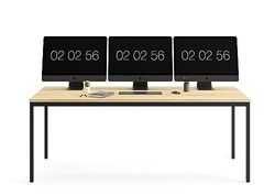 furni24 Bureau, Acier allié Bois, Chêne/Anthracite, 200 cm x 80 cm x 75 cm