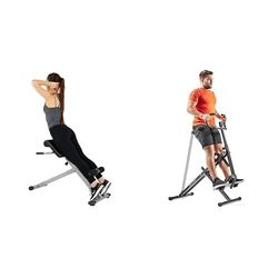 Sunny Health and Fitness 45 Degree Hyperextension Roman Chair, Steel, Grey, One Size SF-BH6629 + Upright Row-N-Ride, Versatile Full-Body Workout Squat Assist Trainer, Easy Setup & Foldable