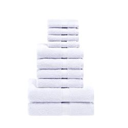 Superior Juego de Toallas de Pelo de algodón Egipcio de 10 Piezas, Incluye 2 Toallas de baño, 4 de Manos, 4 Toallas faciales, Toallas de Lujo ultrasuaves, Esenciales de Felpa Gruesa, baño de