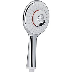 Gedy G 00, Doccetta diffusore di Musica, Sistema Bluetooth V4, Soffione ABS con Finitura Bianca/cromata, Filtro Doccia antisabbia Incluso, Cromo Blanco, 4x12,5x25,5 cm