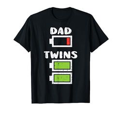 Dad Twins Battery Funny Energy Fathers Day Daddy Papa Men Camiseta