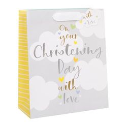 Glick Luxury Large Gift Bag for Christening - Think of Me Celebration Gift Wrap, 260x315x135mm, Multi-Colour