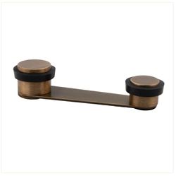 Door Stop Swivel Retainer | Adhesive Fixing or with Screw+Dowel | for Doors up to 50 mm Thick | Brass | EVI Herrajes (Laton Aged Leather - Black Rubber)