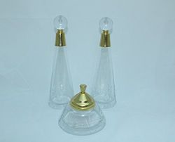 DRW - Make-uptafelset van geslepen glas en metaal in goud