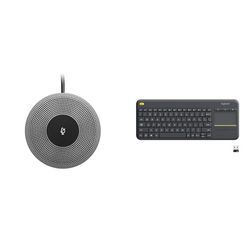 Logitech Expension mics for MeetUp & K400 Plus Tastiera Wireless Touch TV, Facili Controlli Multimediali e Touchpad Integrato