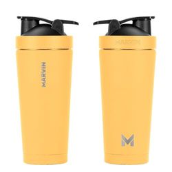 MARVIN THE SHAKED Bouteille d'eau en acier inoxydable avec couvercle anti-fuite Vanille Sour 750 ml Conserve au froid pendant 12 heures