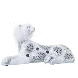 Alexandra House Living Decoratieve figuur, wit, acryl, kunststof, melamine, luipaard, 23 x 9 x 12 cm